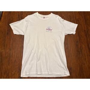 Vtg 90s Magens Bay St. Thomas Beach Club Graphic White Short Sleeve T-Shirt XL